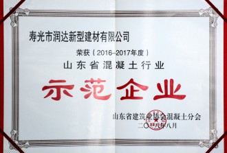 2016-2017年度山东省混凝体企业示范企业